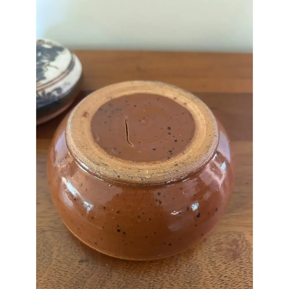 Handmade Terra Cotta Lidded Casserole Dish, Hand Painted Floral Lid